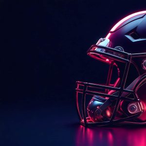 football helmet on black background with dramatic lighting